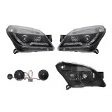 Set faruri Opel Astra H, 10.2003-04.2007, partea Stanga+Dreapta, Tuning, Fata, cu lumina de parcare LED; tip bec H1+H1; electric; negru, transparent;