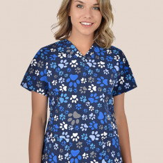 Bluza Medicala Dama Bleumarin Cu Labute Poplin 140g Bambina - 2XL