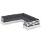 Set mobilier de gradina cu perne, 8 piese, alb, lemn masiv pin
