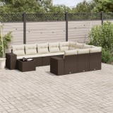 VidaXL Set canapele de grădină cu perne, 11 piese, maro, poliratan 3223132