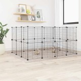 VidaXL Cușcă animale de companie cu ușă 28 panouri negru 35x35 cm oțel