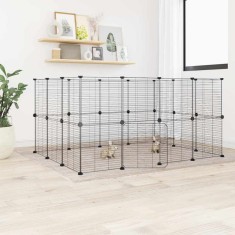vidaXL Cușcă animale de companie cu ușă 28 panouri negru 35x35 cm oțel