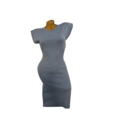 Rochie midi, model curbat, bumbac, albastru deschis, mărime M INTL