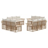 vidaXL Set de canapele de exterior cu pernă 12 pcs Alb Natural și Crem 3437656