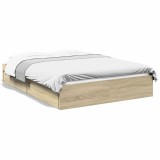 Cumpara ieftin Cadru de pat cu sertare stejar sonoma 120x200 cm lemn prelucrat