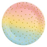 Set Farfurii Rotunde Ombre cu Buline din Folie Aurie &Oslash;23cm, CMCLASS