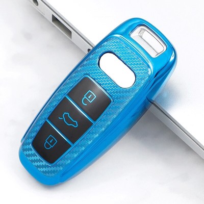 Husa Cheie Audi Q8 A8 SmartKey TPU+PC Albastru Carbon foto