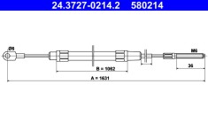 ATE 24.3727-0214.2 Cablu, frana de parcare