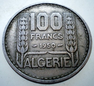 7.332 ALGERIA OCUPATIE FRANCEZA 100 FRANCS FRANCI 1950 foto
