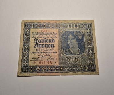 1000 Coroane Kronen 1922 foto