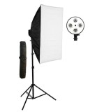 Cumpara ieftin Softbox cu soclu de 4 becuri, trepied reglabil 200 cm, fara becuri, geanta de transport inclusa