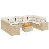 Set canapele de gradina cu perne, 10 piese, bej, poliratan