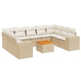 Cumpara ieftin Set canapele de gradina cu perne, 10 piese, bej, poliratan