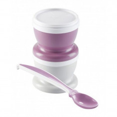 Set 2 recipiente Thermobaby, polipropilena, 100 ml, lingurita inclusa, 0 luni+, model orchid pink foto