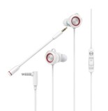 CASTI Edifier, cu fir, gaming, intraauriculare cu fir de legatura, utilizare multimedia, microfon pe casca, detasabil, conectare prin Jack 3.5mm, alb,
