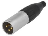 Mufă XLR 3 PIN Dreptă pe Cablu Contacte Alamă