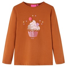 Tricou pentru copii cu m&acirc;neci lungi, coniac, 128 14052