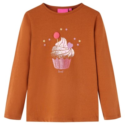 Tricou pentru copii cu m&amp;acirc;neci lungi, coniac, 104 14050 foto