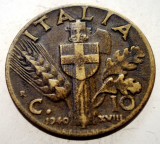 1.622 ITALIA WWII VITTORIO EMANUELE III 10 CENTESIMI 1940 R, Europa, Bronz-Aluminiu