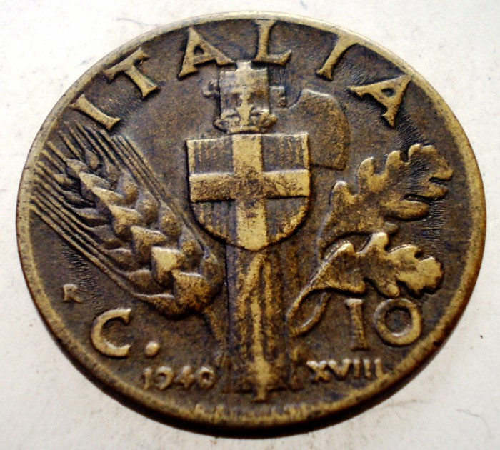 1.622 ITALIA WWII VITTORIO EMANUELE III 10 CENTESIMI 1940 R