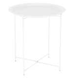 Cumpara ieftin Masuta cafea cu tava detasabila din metal alb Render 47x47x50