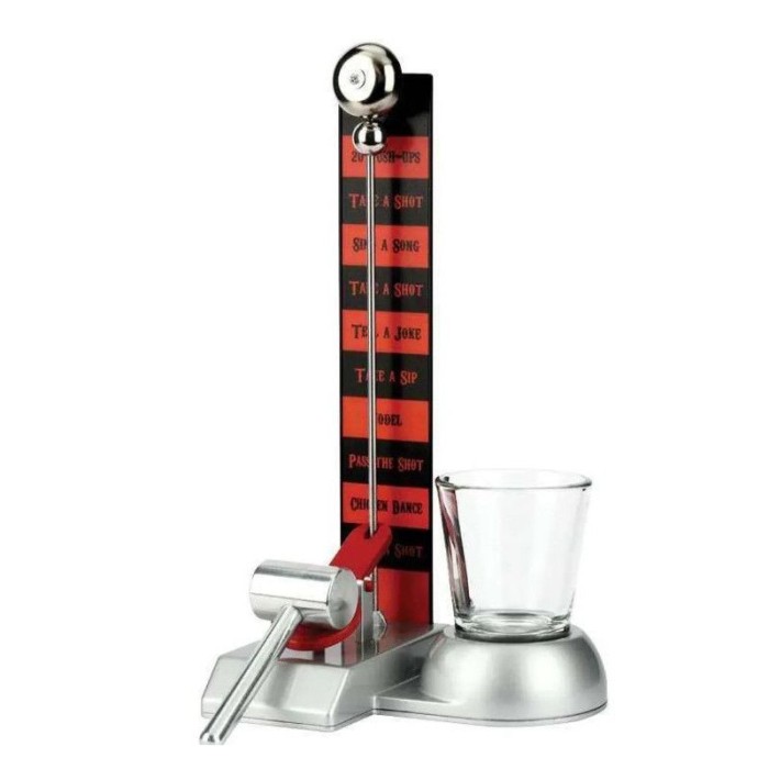 Set Hammershot pentru Joc de băut eMazing, cu pahare shot, inălțime 22 cm, compoziție din sticlă, plastic și fier, multicolor