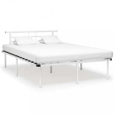 vidaXL Cadru de pat, alb, 160 x 200 cm, metal foto