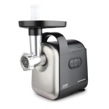 RESIGILAT &ndash; MASINA DE TOCAT HEINNER MG-D1800BK, 1.7 kg/min, 1800W, Functie Reverse, Accesorii pentru carnati si kibbe, 2 site, Negru/argintiu