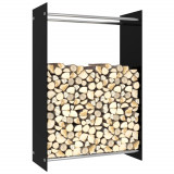 Rastel lemne de foc, negru, 80 x 35 x 120 cm, sticla GartenMobel Dekor, vidaXL