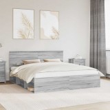 vidaXL Cadru de pat cu headboard Gri Sonoma 180 x 200 cm Lemn compozit 3407846