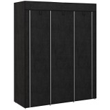HOMCOM Dulap din Material Textil cu Bază &Icirc;nălțată, 8 Rafturi și 2 Bare, 125x43x162.5 cm, Gri &Icirc;nchis | Aosom Romania