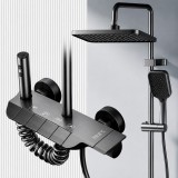 Coloana de dus ATID din metal, negru, efect ploaie, 3 functii