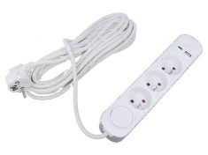 Prelungitor alimentare 5 prize 1,5m 16A PVC alb 3x1mm2