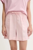 United Colors of Benetton pantaloni scurți din in culoarea roz, uni, high waist, 4AGHD901T