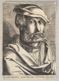 Heinrich Aldegrever &quot;Autoportret&quot; gravura veche 1537-1580