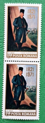 TIMBRE ROMANIA MNH LP753/1971-150 ani de la moartea lui Tudor Vladimirescu -Serie &amp;icirc;n pereche foto