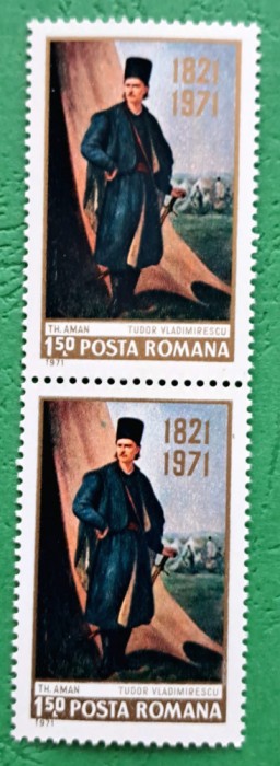 TIMBRE ROMANIA MNH LP753/1971-150 ani de la moartea lui Tudor Vladimirescu -Serie &icirc;n pereche