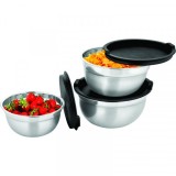 Set 3 boluri INOX cu capace plastic 14x16x18cm Grunberg IGR2434