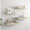 Set 4 Rafturi Perete Suspendate Gossi, Stejar 40x23x3.8cm, MDF, Montare Invizibila, Design Modern