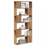 VidaXL Bibliotecă/Separator de cameră, Stejar artizanal, 80x24x186 cm