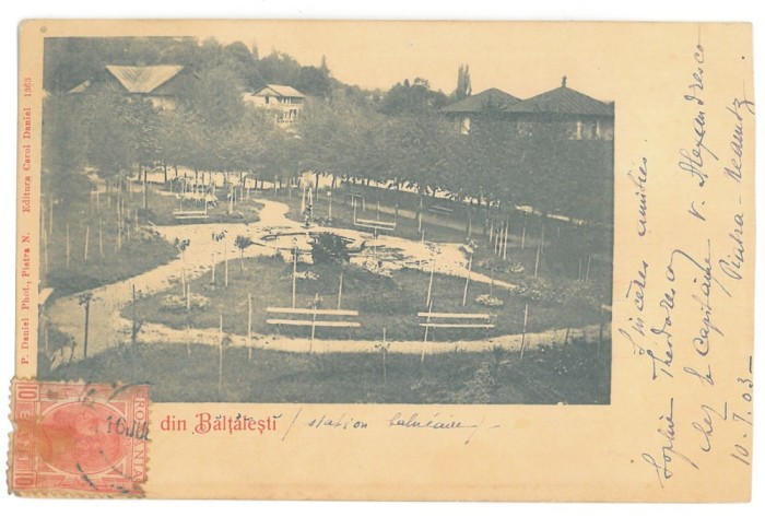 5050 - BALTATESTI, Neamt, Park, Litho, Romania - old postcard - used - 1903