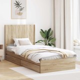 vidaXL Cadru de pat cu depozitare și tăblie Stejar Sonoma 90 x 200 cm 3414063