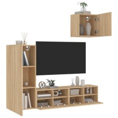 vidaXL Unități TV de perete, 4 piese, stejar sonoma, lemn prelucrat 3216502