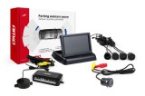 Set senzori de parcare AMiO TFT02 4,3 inch cu camera HD-307-IR, 4 senzori negri, afisaj, asistent parcare cu activare automata la marsarier