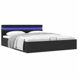 vidaXL Cadru pat hidraulic cu ladă LED negru 160x200cm piele ecologică 285544