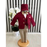 Cumpara ieftin Costum botez 5 piese bumbac, bordo - DPH372