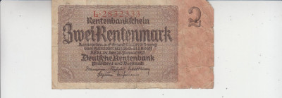 M1 - Bancnota foarte veche - Germania - 2 rentenmark 1937 foto