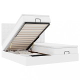 Cumpara ieftin Cadru pat otoman cu saltele alb pur 180x200cm piele artificiala