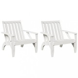 Scaune Adirondack de gradina 2 buc alb lemn masiv de pin