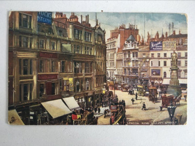 Carte postala veche 1908 UK London King William Street Raphael Tuck circulata foto